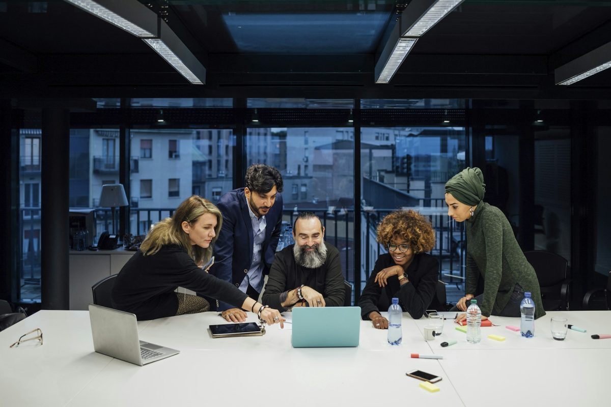 Business partners at brainstorming meeting in office